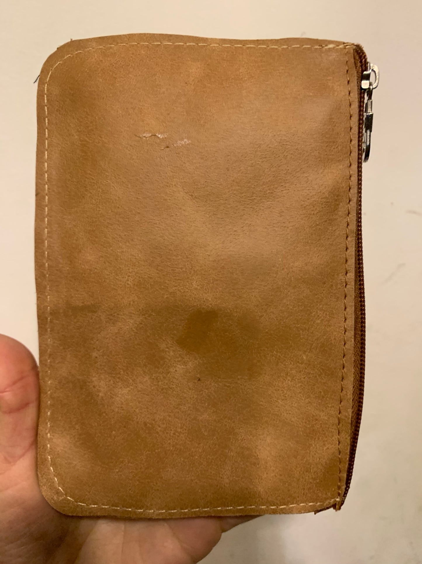 Billetera Cuero Camell engrasado Con Cuero pelo print