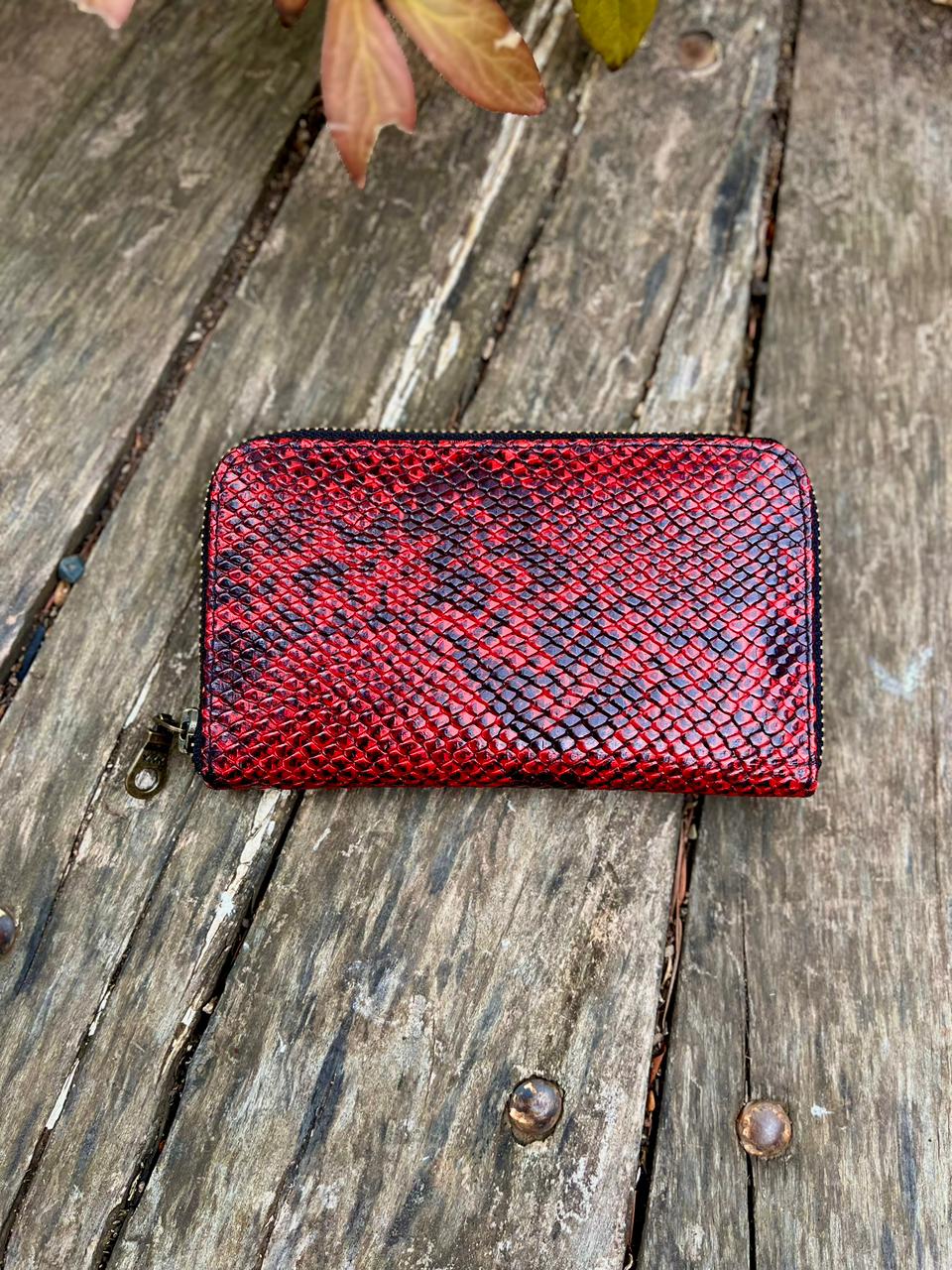 Billetera mujer cuero rojo serp