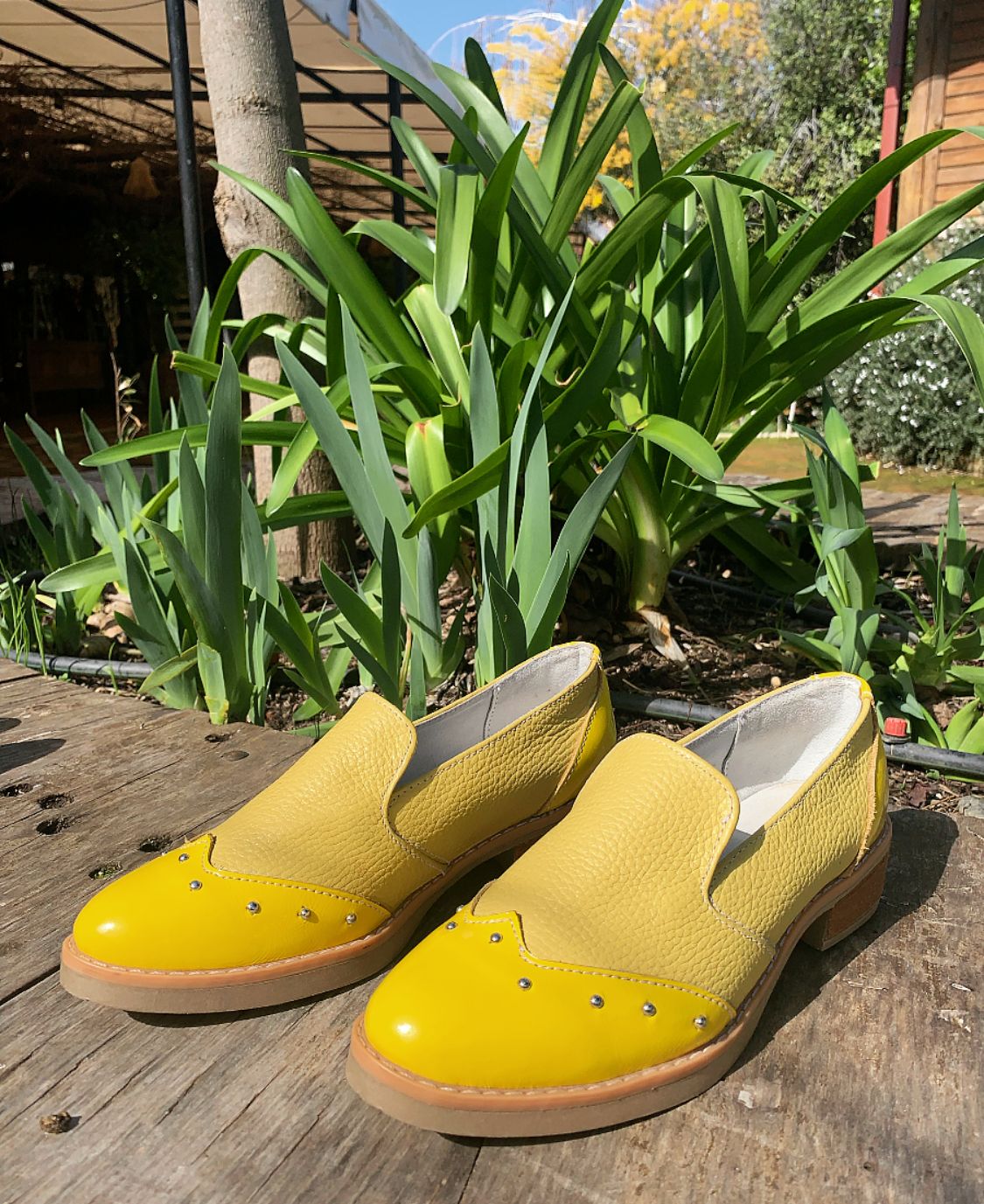 Mocasine Garcia cuero Amarillo c/richiato