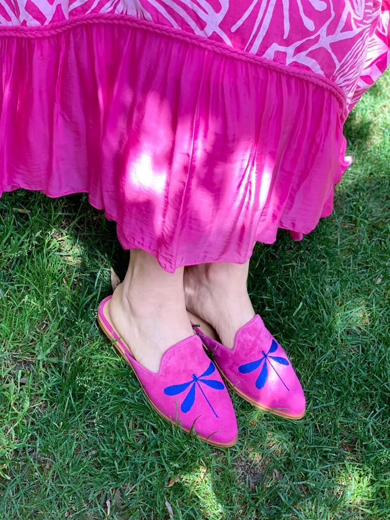 Puntilla libélula Buenos Aires cuero reno fucsia