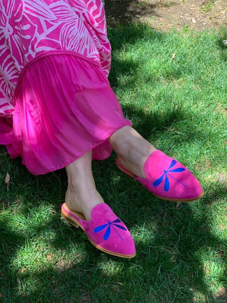 Puntilla libélula Buenos Aires cuero reno fucsia