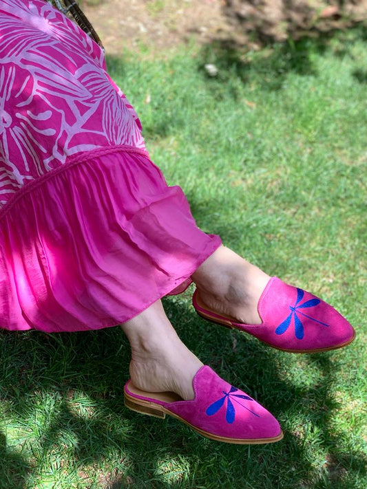 Puntilla libélula Buenos Aires cuero reno fucsia