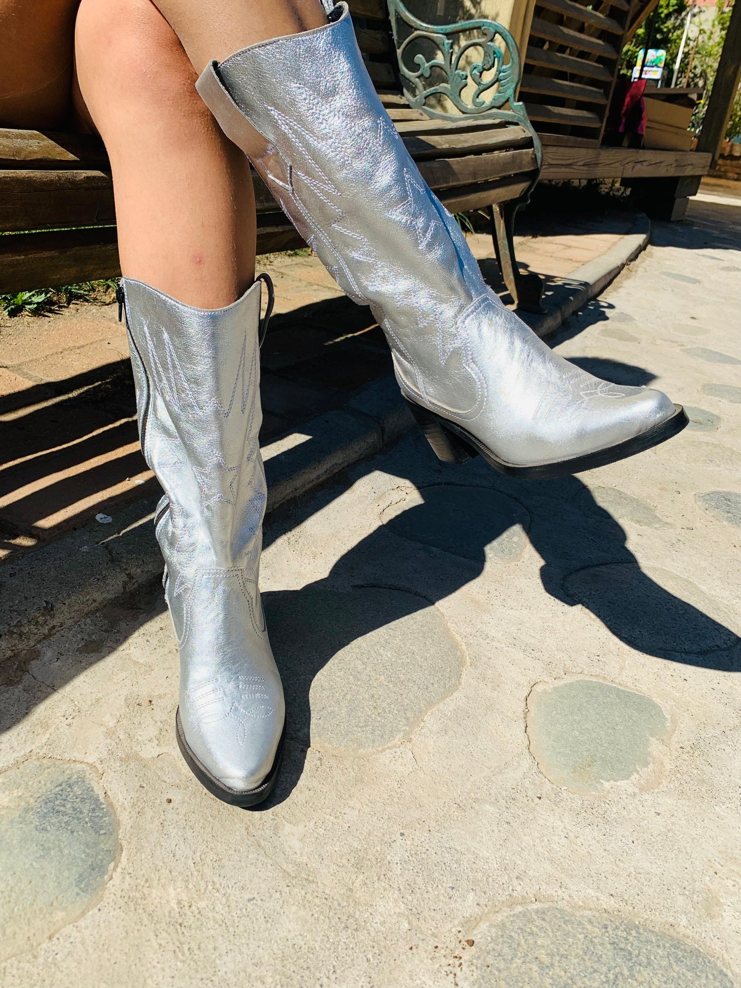 Bota vaquera Miraflores cuero plata
