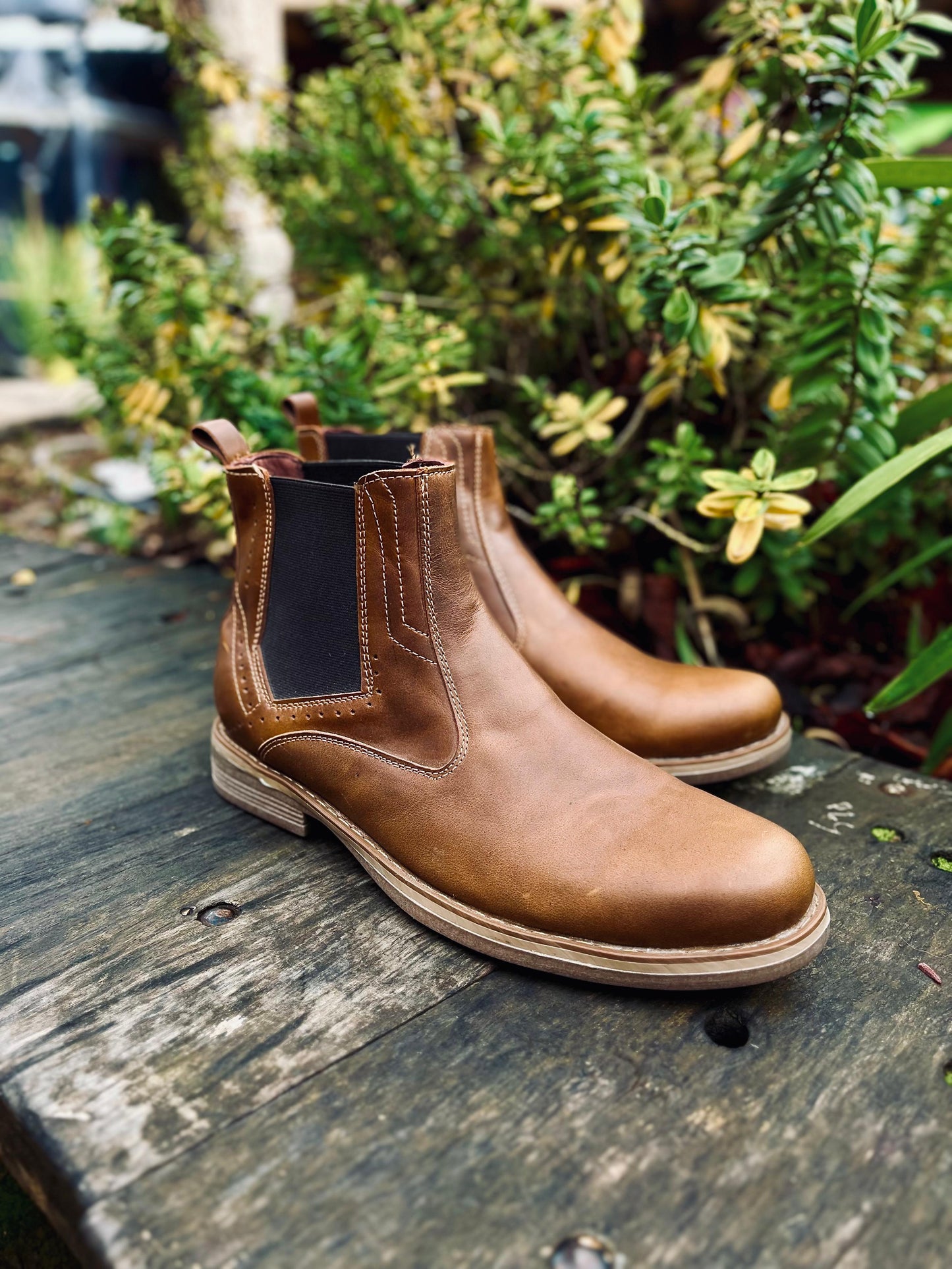 Zapato botín Patricio hombre chelsie cuero camel engrasado