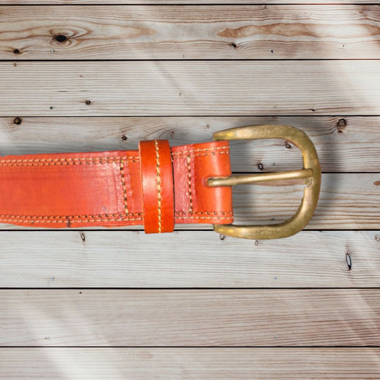 Cinturón hombre cuero camel, hilado