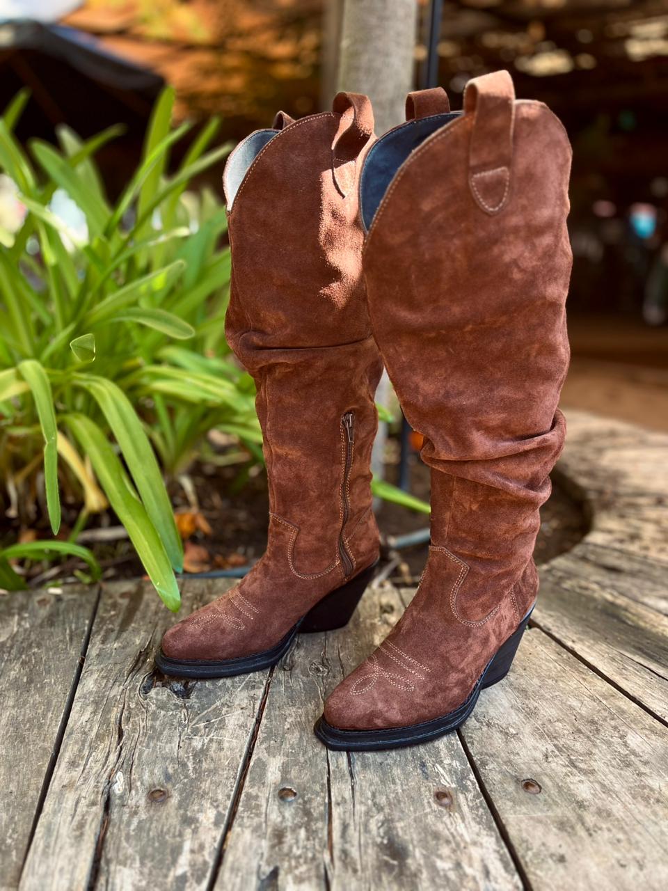 Bota vaquera cuero reno chocolate
