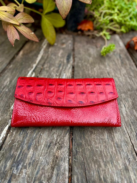 Billetera mujer cuero rojo richiato