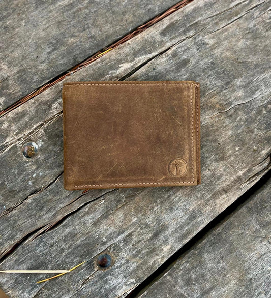 Billetera hombre cuero cafe engrasado